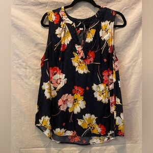Old Navy Floral Sleeveless Blouse - Navy, Red, Yellow